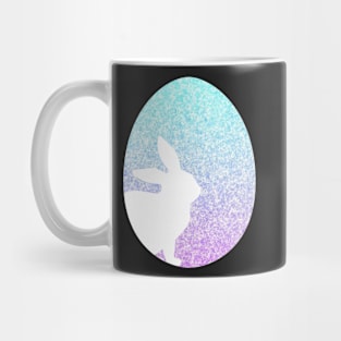 Easter Bunny Silhouette in Pastel Blue Purple Ombre Faux Glitter Easter Egg Mug